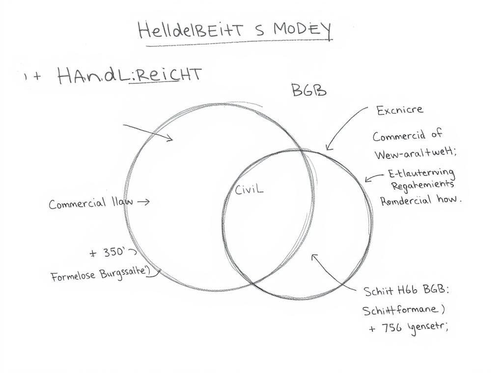 Abgrenzung zwischen Handelsrecht und BGB - Bleistiftskizze mit Beispielen Abgrenzung zwischen Handelsrecht und BGB - Bleistiftskizze mit Beispielen