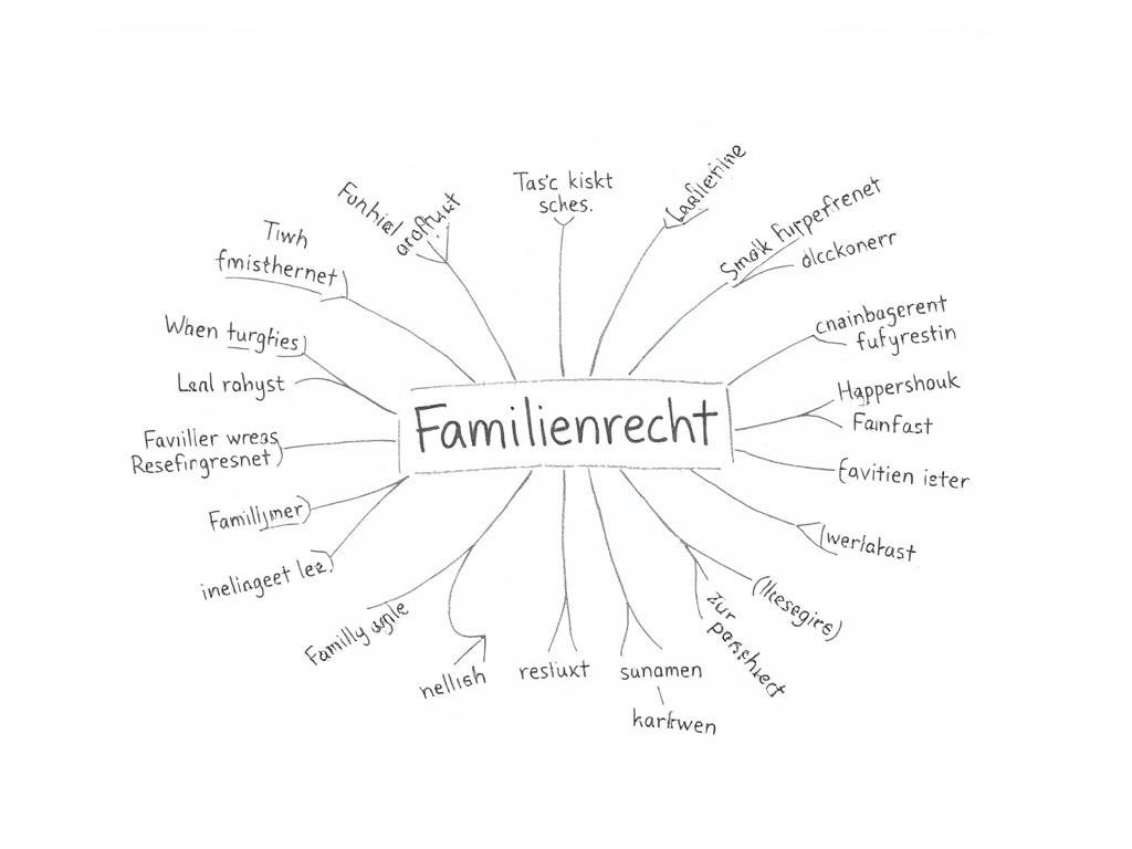 Bleistiftskizze: Textliche Zusammenfassung der wichtigsten Bereiche des Familienrechts und ihrer Zusammenhänge Bleistiftskizze: Textliche Zusammenfassung der wichtigsten Bereiche des Familienrechts und ihrer Zusammenhänge
