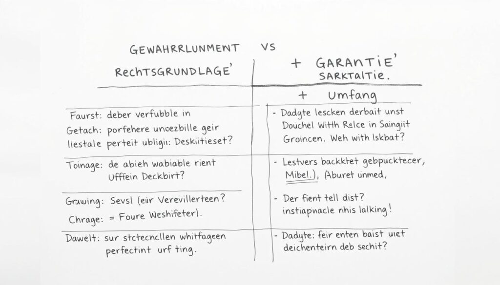 Bleistiftskizze: Unterschied zwischen Gewährleistung und Garantie Bleistiftskizze: Unterschied zwischen Gewährleistung und Garantie