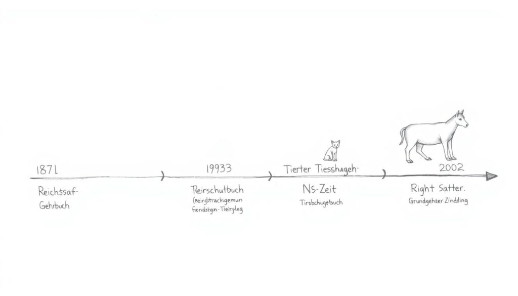 Bleistiftskizze einer Zeitleiste zur Entwicklung des Tierrechts Bleistiftskizze einer Zeitleiste zur Entwicklung des Tierrechts