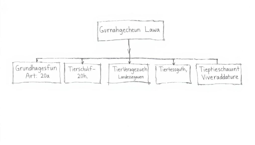 Bleistiftskizze eines Flussdiagramms zu Tierrechtsgesetzen Bleistiftskizze eines Flussdiagramms zu Tierrechtsgesetzen