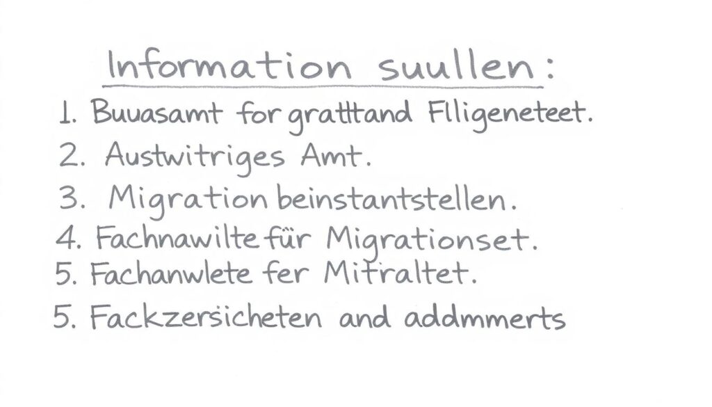 Bleistiftskizze mit Informationsquellen zum Ausländerrecht Bleistiftskizze mit Informationsquellen zum Ausländerrecht