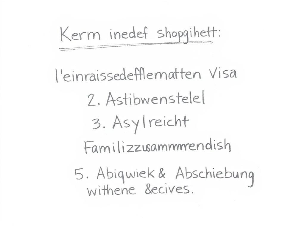 Bleistiftskizze mit den Kernbereichen des Ausländerrechts Bleistiftskizze mit den Kernbereichen des Ausländerrechts