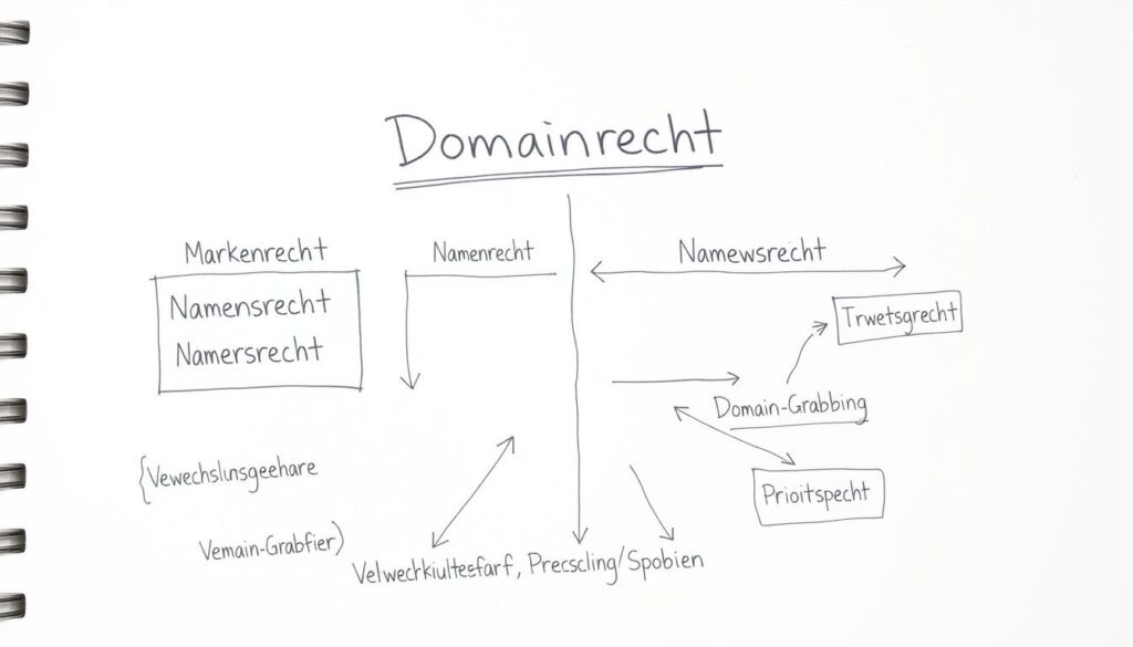 Bleistiftskizze zum Domainrecht mit Darstellung von Konflikten zwischen Markenrecht und Domainregistrierung Bleistiftskizze zum Domainrecht mit Darstellung von Konflikten zwischen Markenrecht und Domainregistrierung
