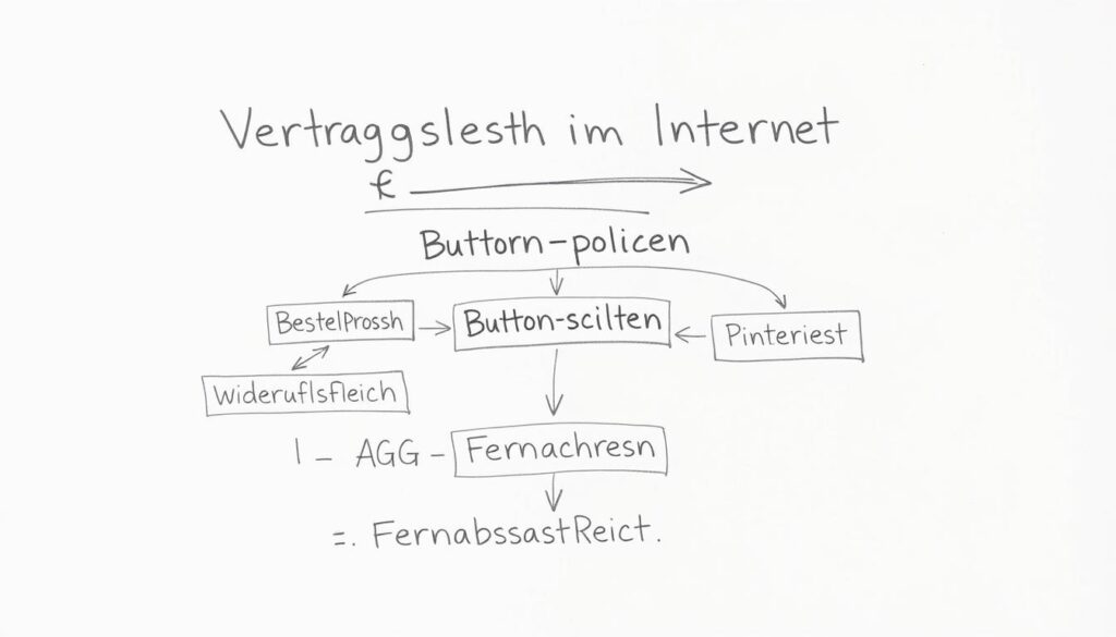 Bleistiftskizze zum E-Commerce-Recht mit Darstellung von Vertragsschluss, Widerrufsrecht und Informationspflichten Bleistiftskizze zum E-Commerce-Recht mit Darstellung von Vertragsschluss, Widerrufsrecht und Informationspflichten