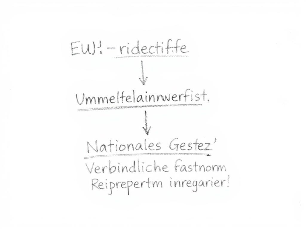 Bleistiftskizze zum Umsetzungsprozess von EU-Richtlinien in nationales Recht