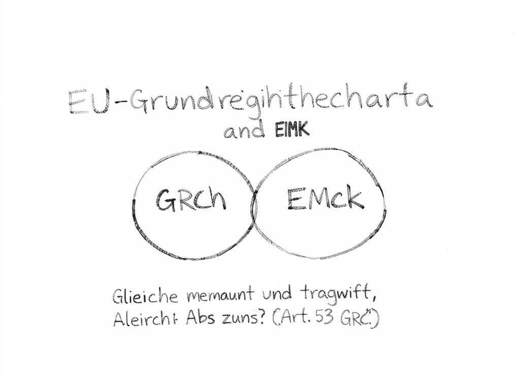 Bleistiftskizze zum Verhältnis zwischen EU-Grundrechtecharta und EMRK