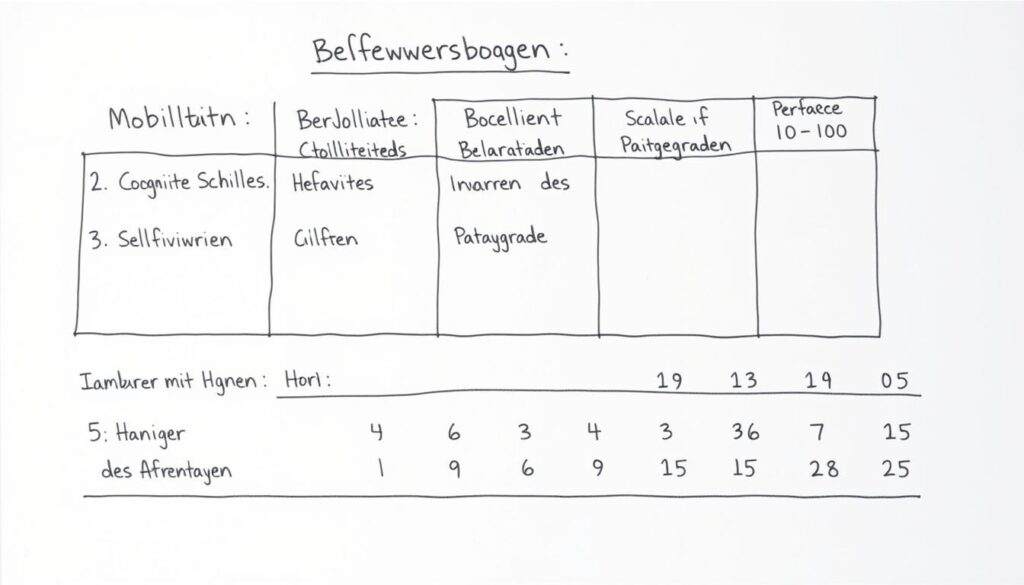 Das Neue Begutachtungsassessment (NBA) zur Ermittlung des Pflegegrads mit Textbeschriftungen der Bewertungskriterien Das Neue Begutachtungsassessment (NBA) zur Ermittlung des Pflegegrads mit Textbeschriftungen der Bewertungskriterien