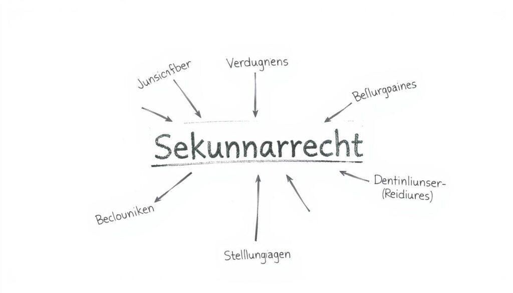 Diagramm mit 'Sekundärrecht' als Zentrum, umgeben von Beispielen wie 'DSGVO (Verordnung)'