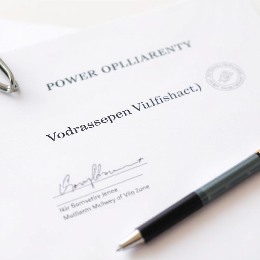 Dokument einer Vorsorgevollmacht mit Unterschrift und Stempel