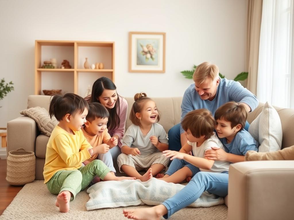 Familie mit Kindern in harmonischer Umgebung zum Thema Kindschaftsrecht Familie mit Kindern in harmonischer Umgebung zum Thema Kindschaftsrecht