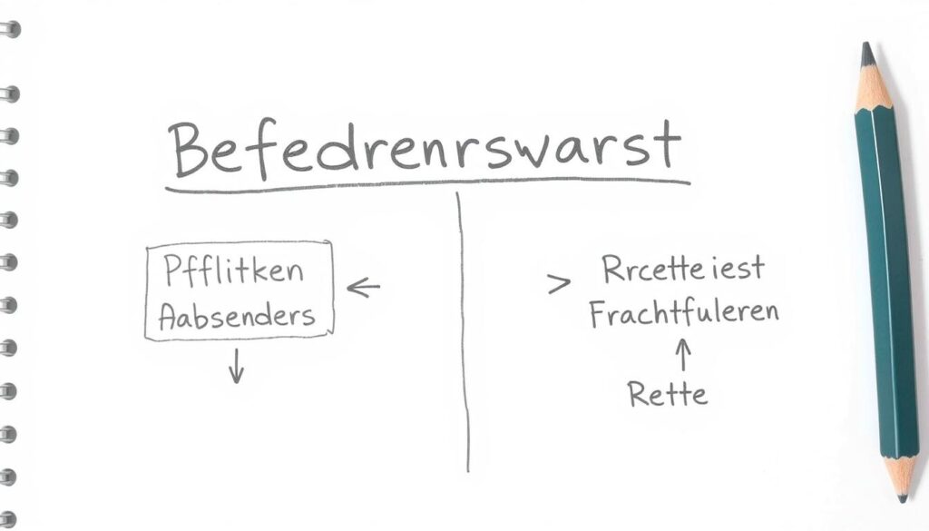 Flussdiagramm der Transportverträge mit Beförderungsvertrag, Pflichten des Absenders und Rechten des Frachtführers Flussdiagramm der Transportverträge mit Beförderungsvertrag, Pflichten des Absenders und Rechten des Frachtführers