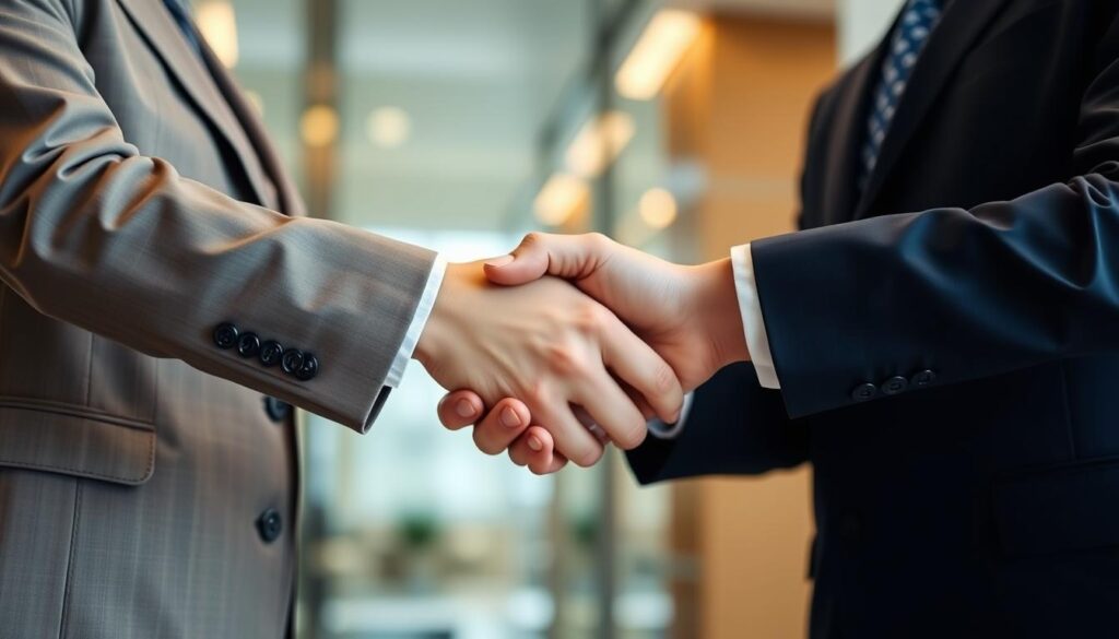 Handschlag zwischen öffentlichem Auftraggeber und Unternehmen Handschlag zwischen öffentlichem Auftraggeber und Unternehmen