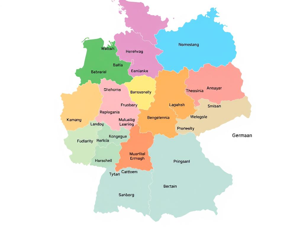 Karte der deutschen Bundesländer zur Veranschaulichung des Föderalismus im Staatsrecht Karte der deutschen Bundesländer zur Veranschaulichung des Föderalismus im Staatsrecht