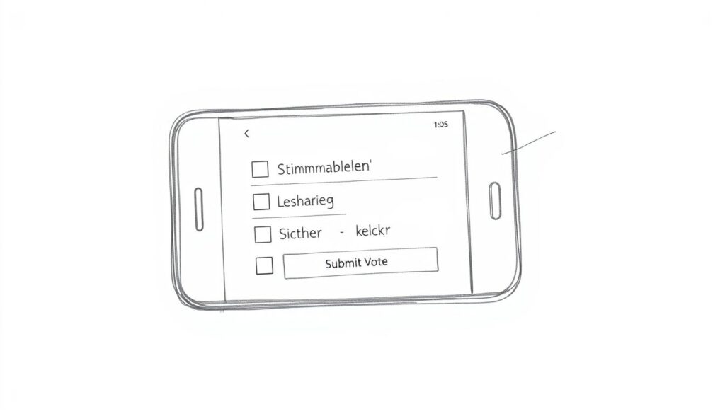 Konzept einer digitalen Wahlplattform als Bleistiftskizze Konzept einer digitalen Wahlplattform als Bleistiftskizze
