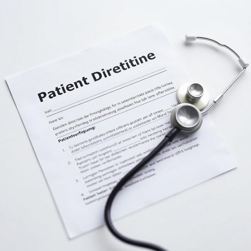 Patientenverfügung mit medizinischem Symbol zum Betreuungsrecht