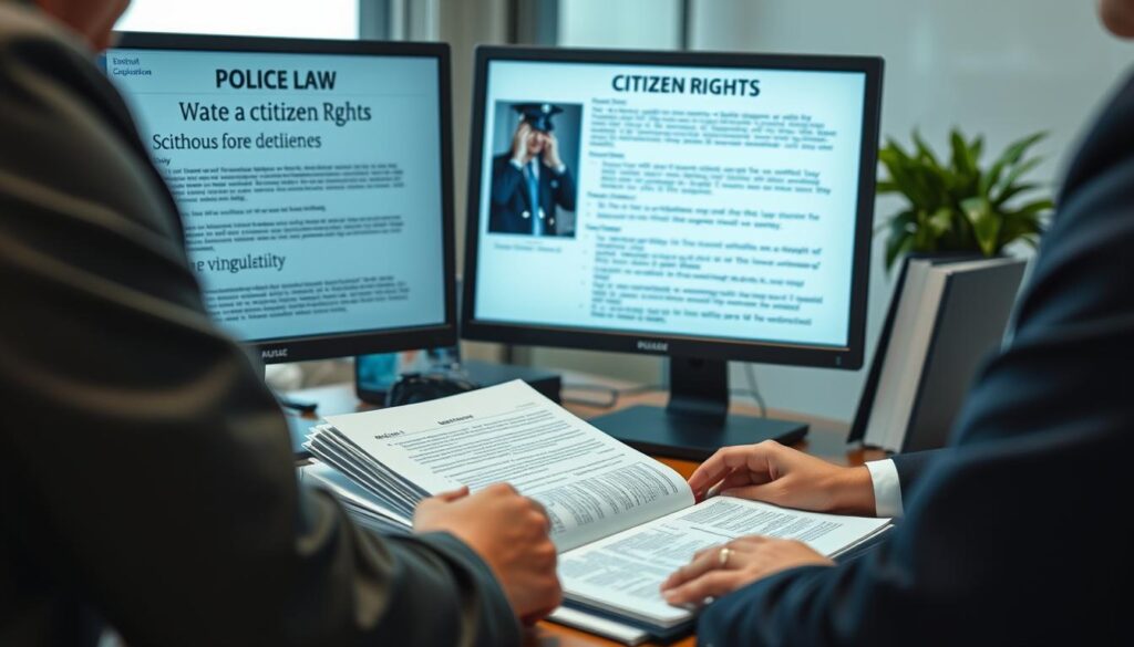 Person, die Informationen zu polizeilichen Maßnahmen und Bürgerrechten sucht Person, die Informationen zu polizeilichen Maßnahmen und Bürgerrechten sucht