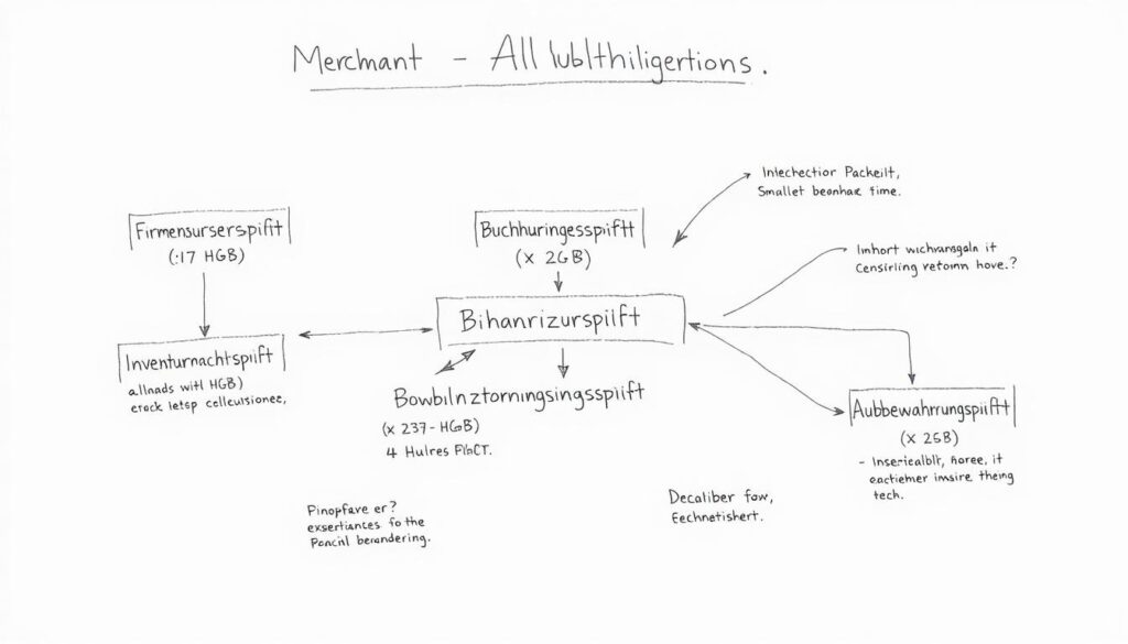 Pflichten der Kaufleute nach dem HGB - Bleistiftskizze Pflichten der Kaufleute nach dem HGB - Bleistiftskizze
