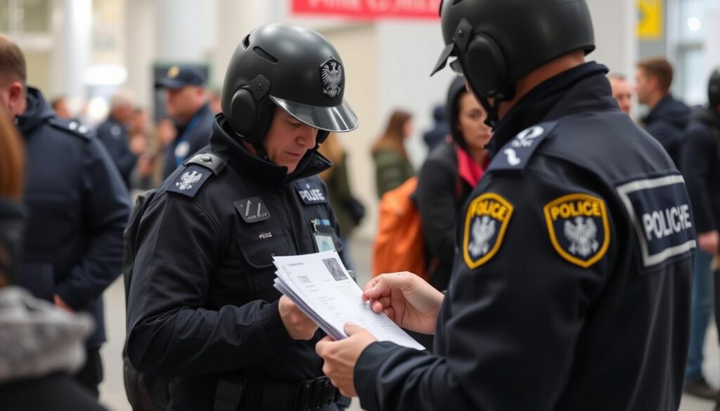 Polizeiliche Maßnahmen wie Identitätsfeststellung und Durchsuchung im Einsatz Polizeiliche Maßnahmen wie Identitätsfeststellung und Durchsuchung im Einsatz