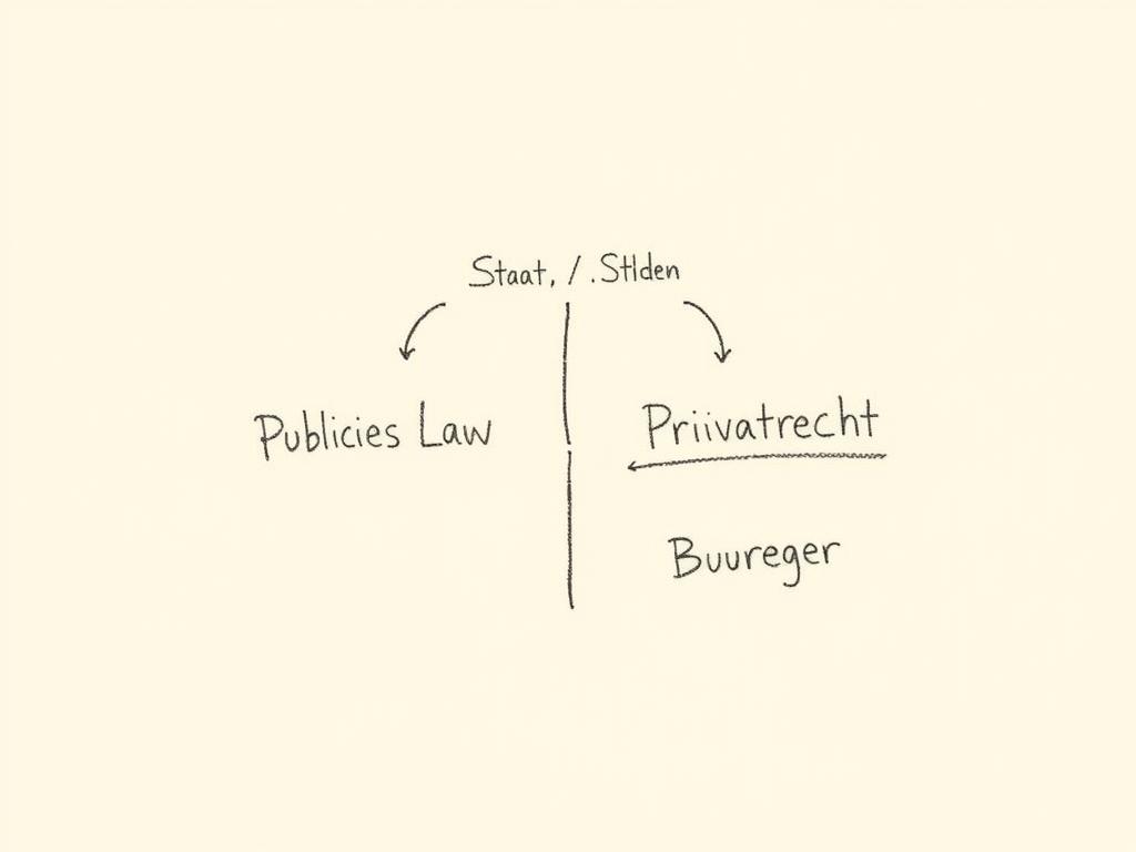 Schematische Darstellung der Abgrenzung zwischen öffentlichem Recht und Privatrecht