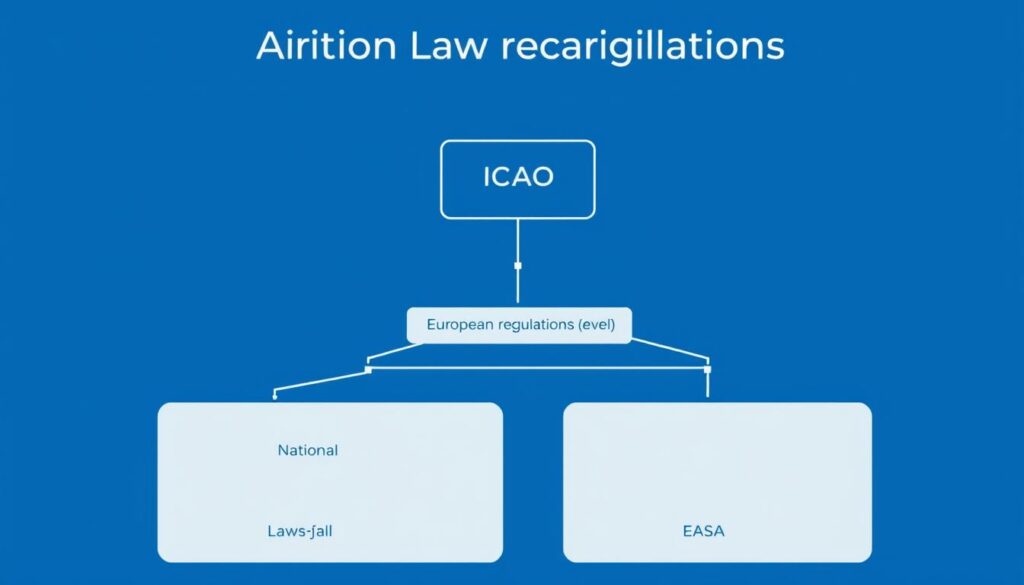 Schematische Darstellung der verschiedenen Regelungsebenen im Luftrecht von international bis national Schematische Darstellung der verschiedenen Regelungsebenen im Luftrecht von international bis national