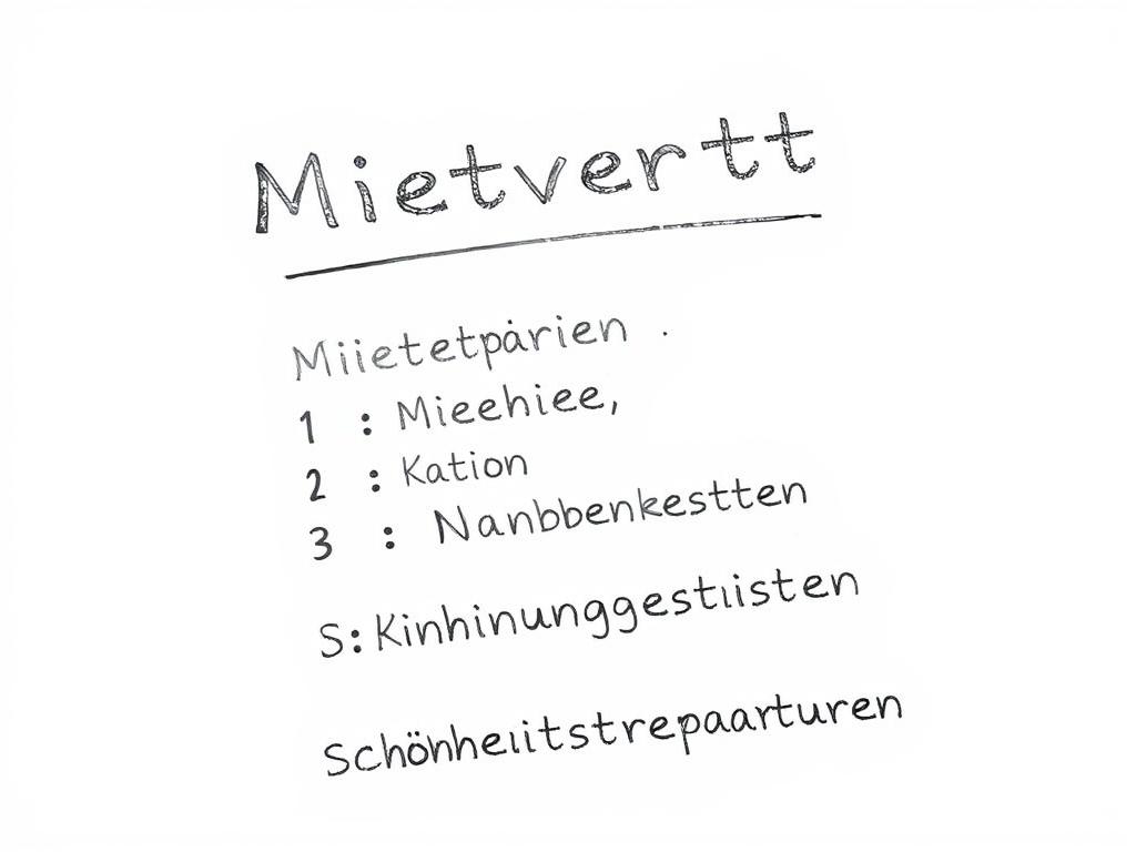 Skizze eines Mietvertrags mit wichtigen Klauseln Skizze eines Mietvertrags mit wichtigen Klauseln