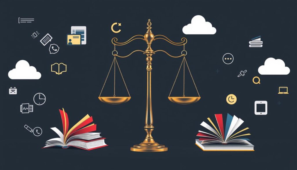 Symbolische Darstellung der Balance zwischen Urheberrechtsschutz und freiem Zugang zu Wissen Symbolische Darstellung der Balance zwischen Urheberrechtsschutz und freiem Zugang zu Wissen