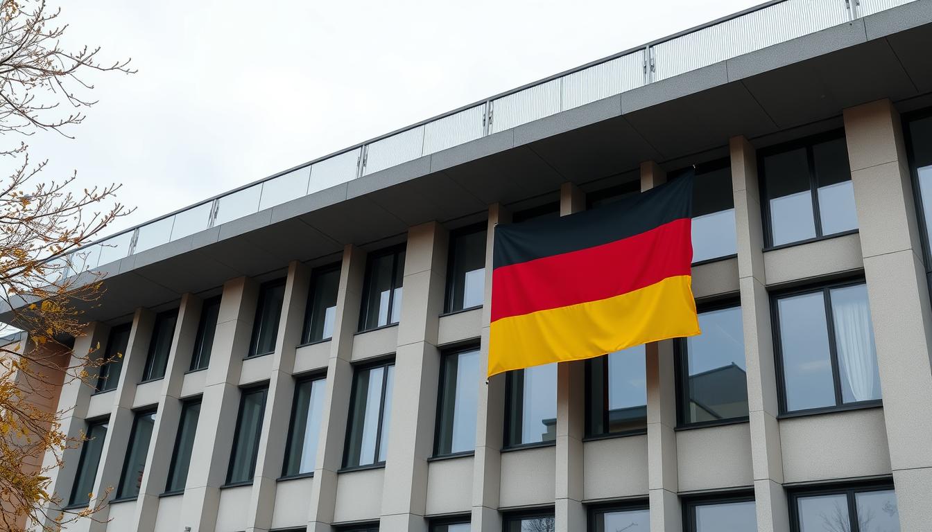 Verwaltungsgebäude mit deutscher Flagge als Symbol für das Verwaltungsrecht
