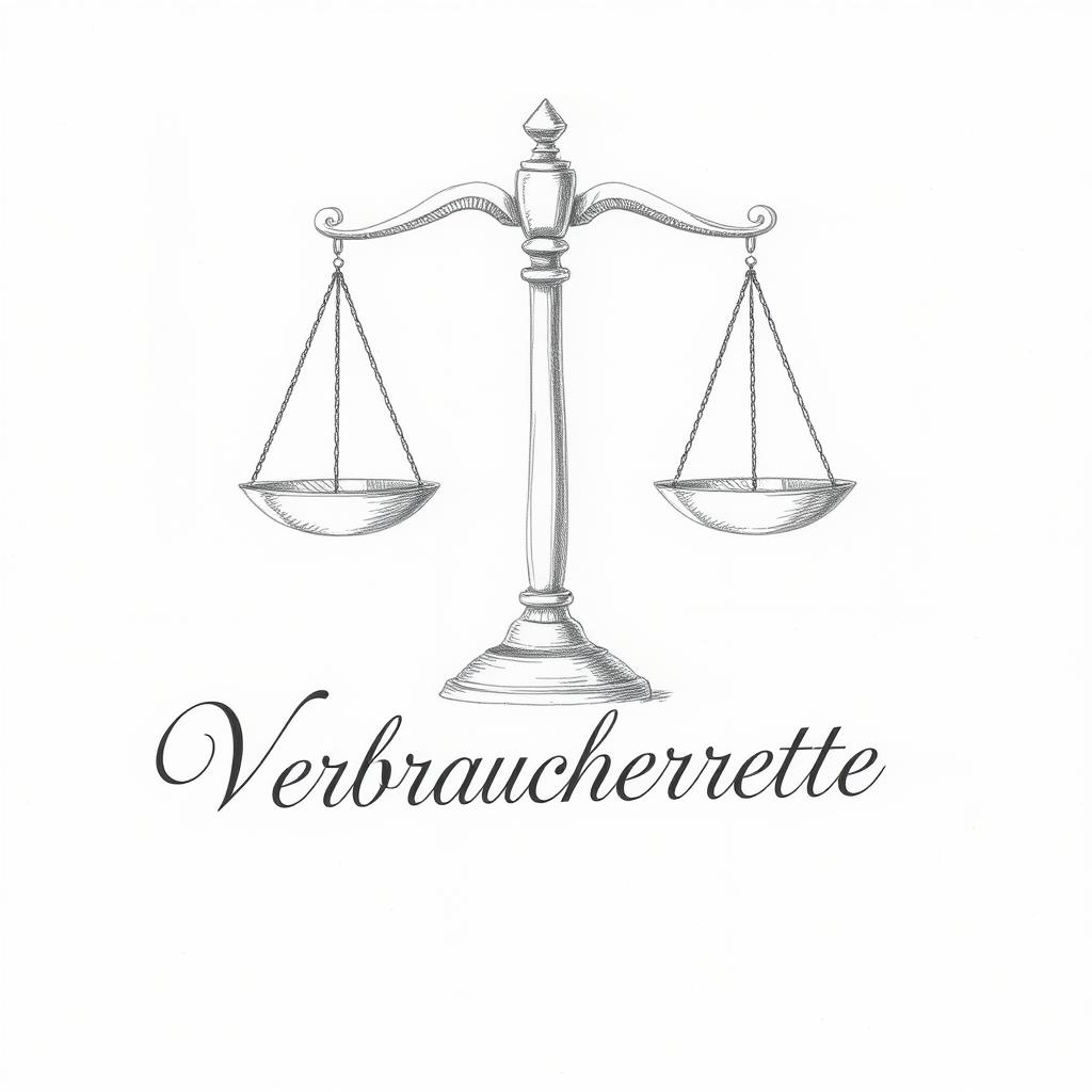 Waage der Gerechtigkeit mit dem Text 'Verbraucherrechte'