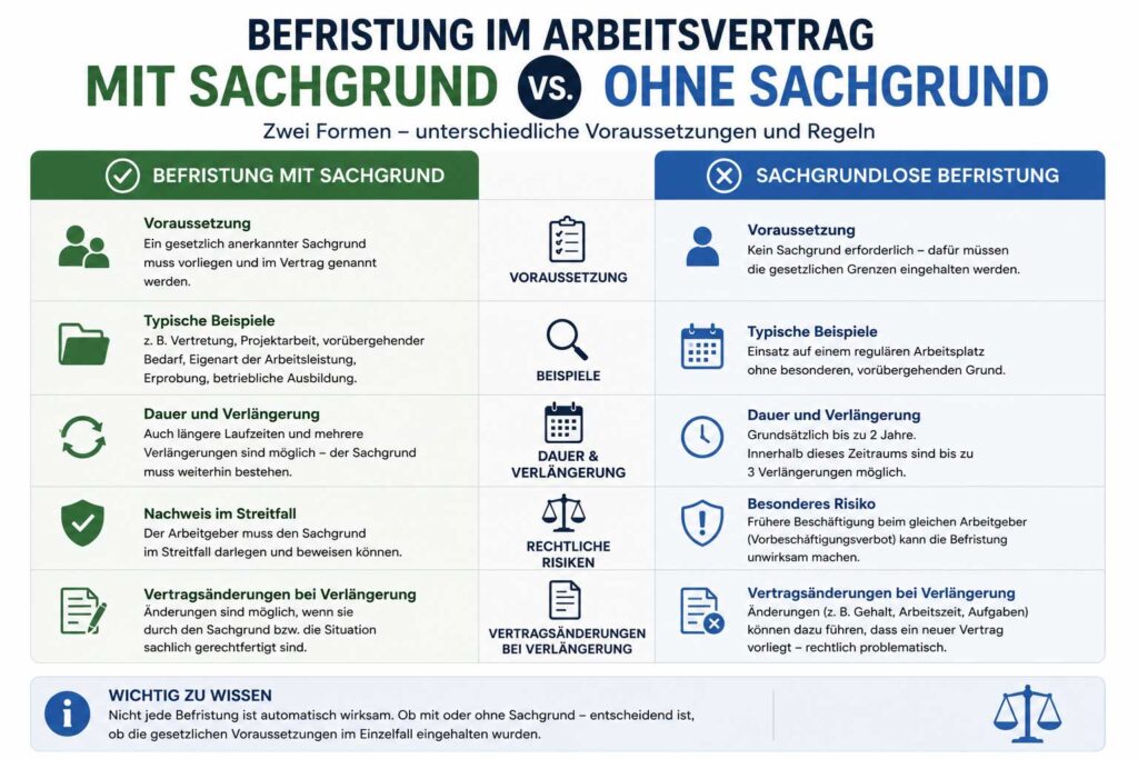 Befristung-im-Arbeitsvertrag-Sachgrundvergleich