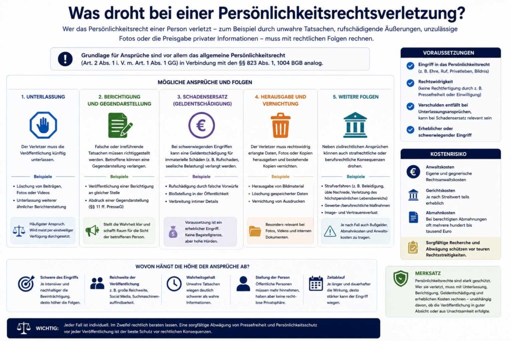 Rechtliche Folgen einer Persönlichkeitsrechtsverletzung