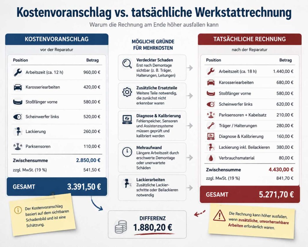 kaskoschaden-kostenvoranschlag-vs-werkstattrechnung